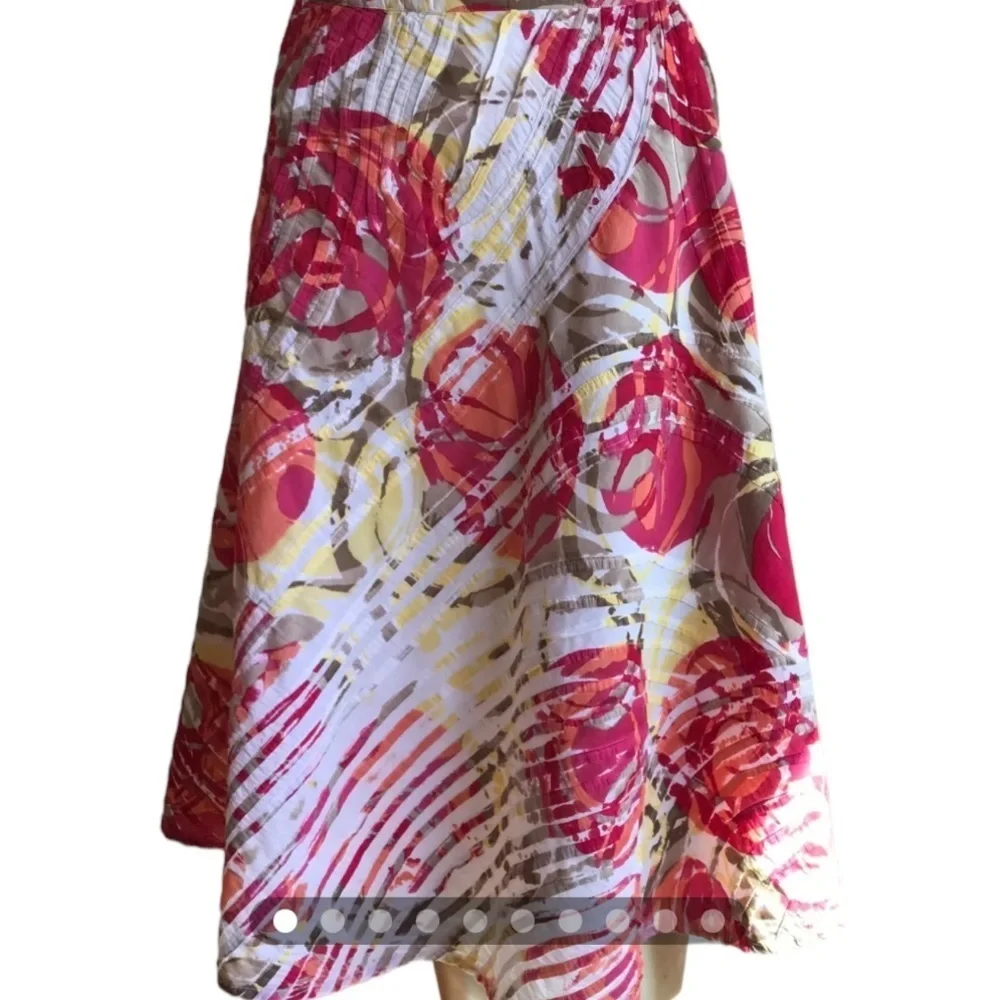 Chico’s Gorgeous Colorful Full Circle Skirt Lined 100% Cotton Size Small (4-6)